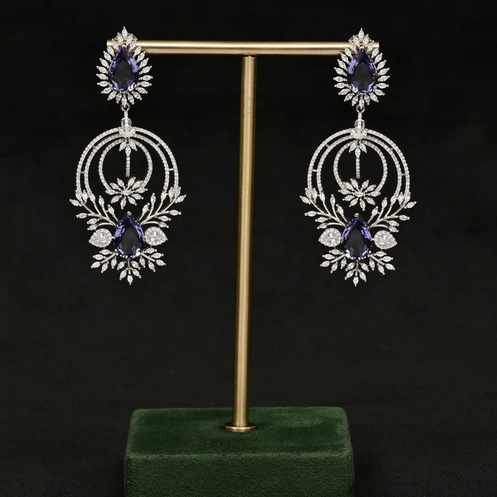 CZ White Gold Earrings