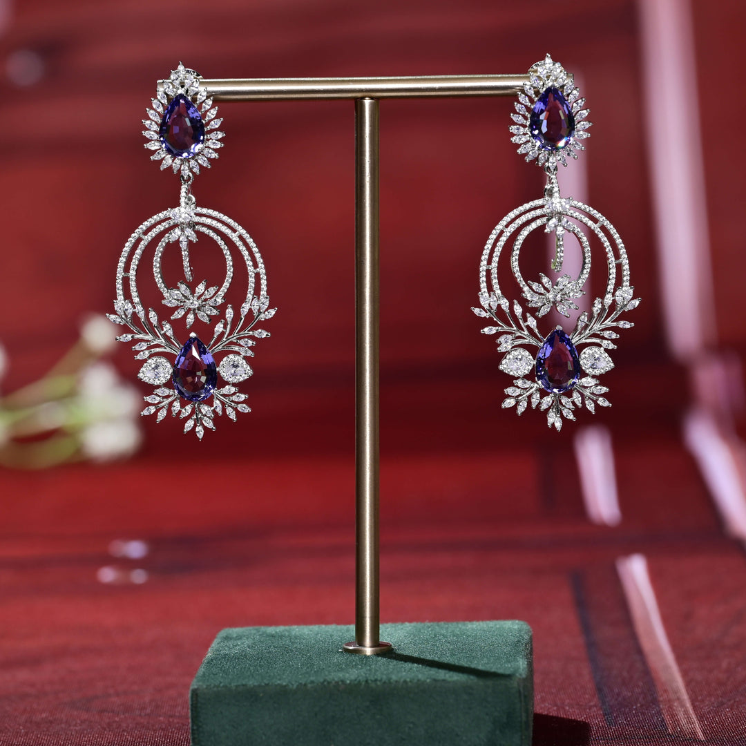 CZ White Gold Earrings