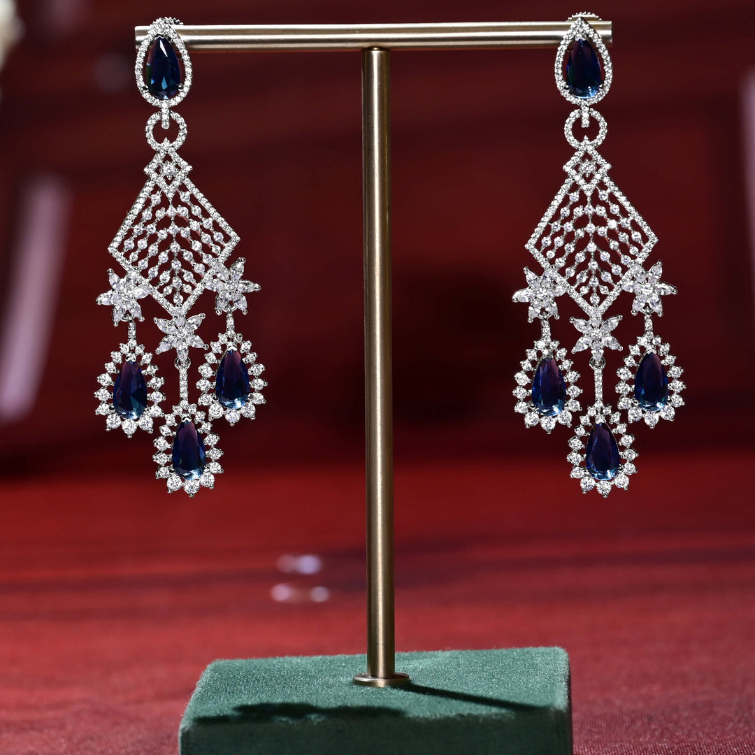 CZ White Gold Earrings