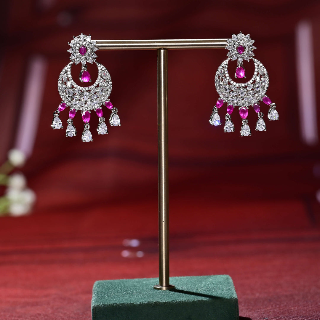 CZ White Gold Earrings