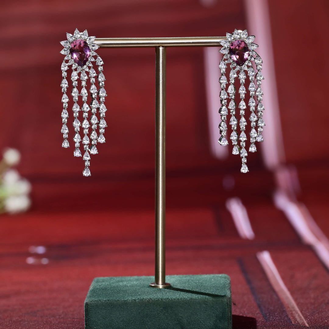 CZ White Gold Earrings