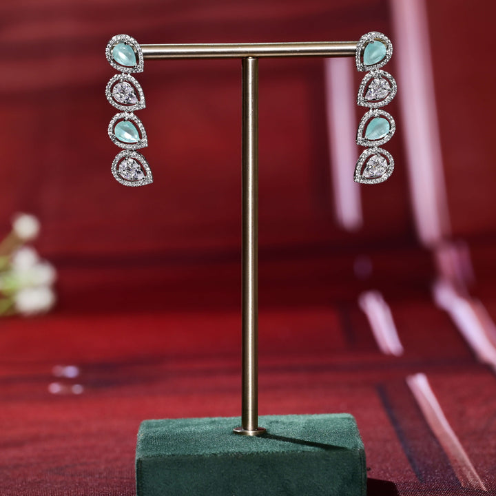 CZ White Gold Earrings