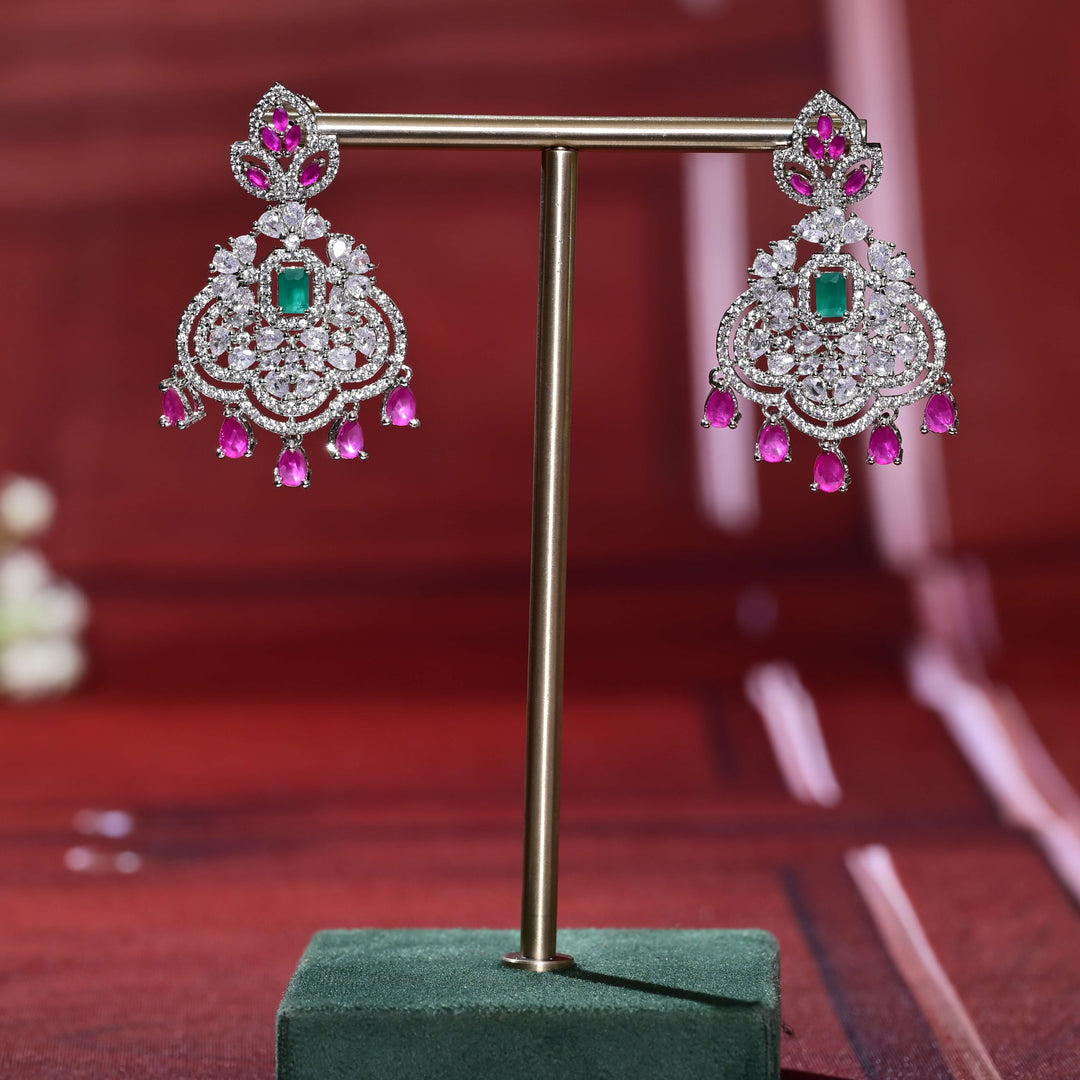 CZ White Gold Earrings