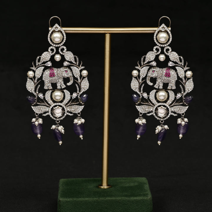 CZ White Gold Earrings