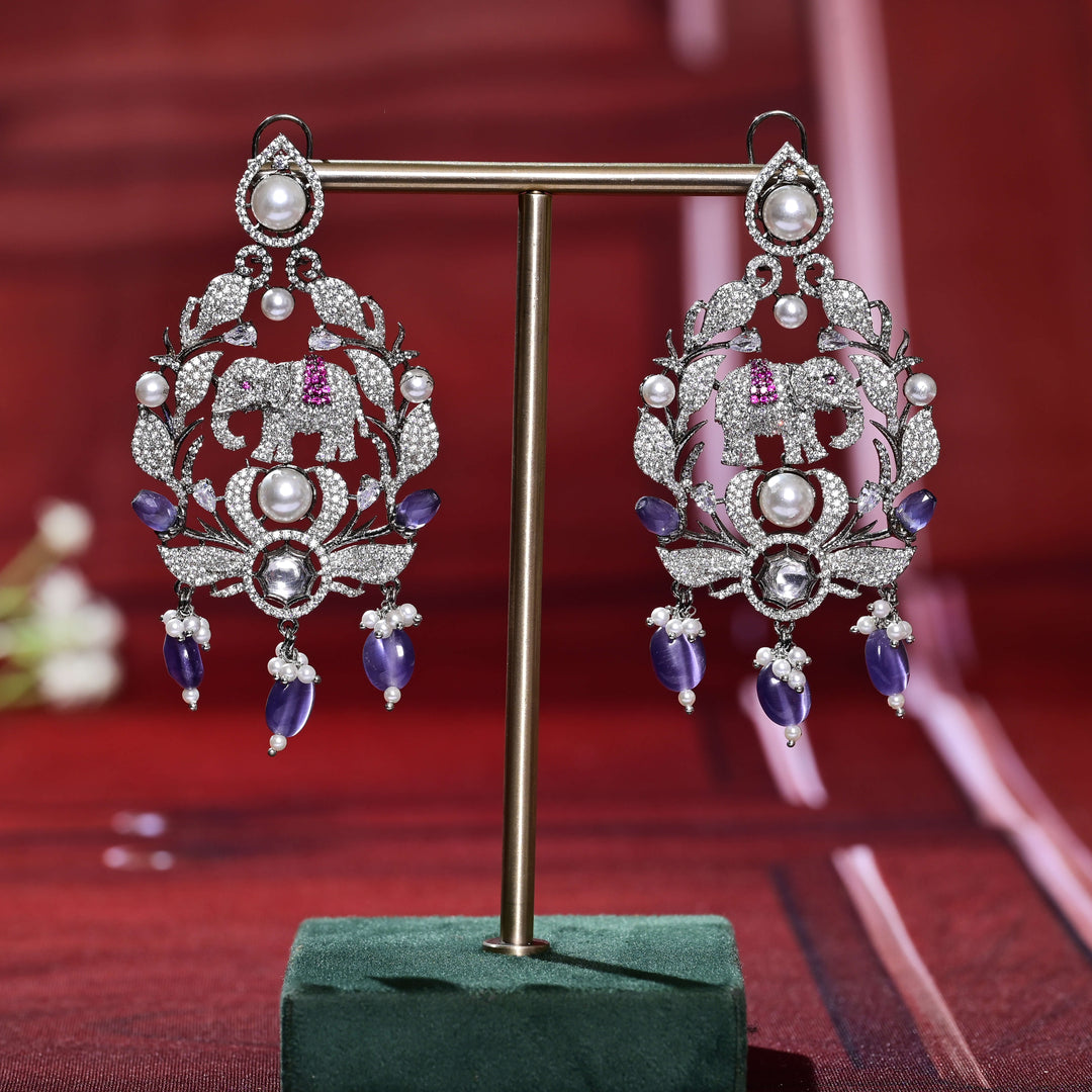 CZ White Gold Earrings