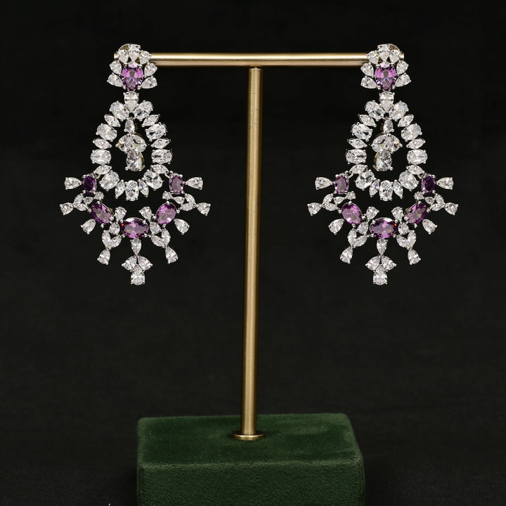 CZ White Gold Earrings