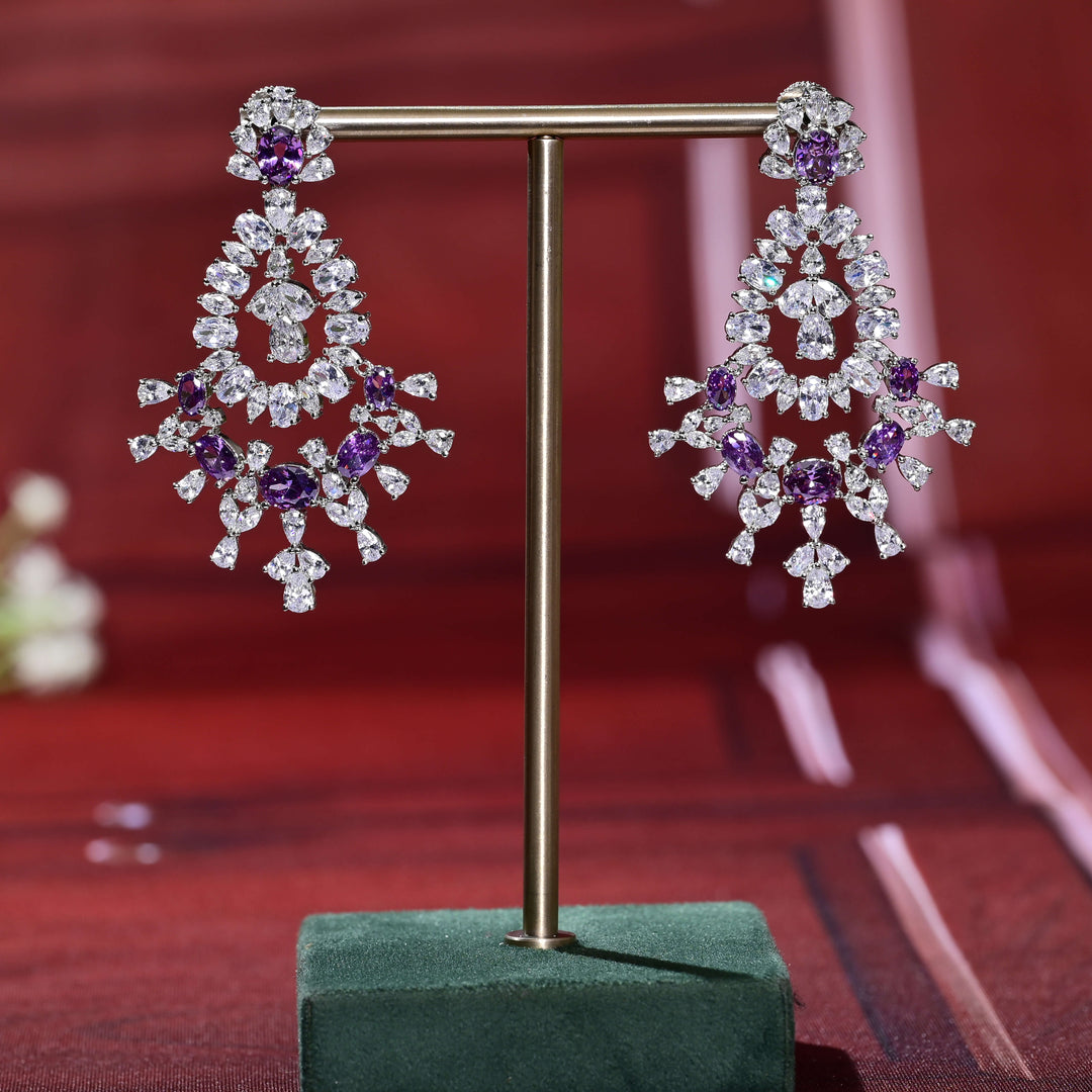 CZ White Gold Earrings