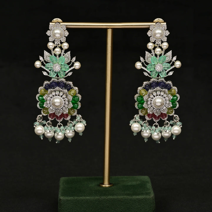 CZ White Gold Earrings