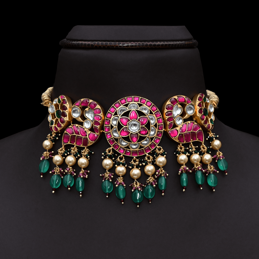 Jadau Kundan Real Kemp Nakshi Choker