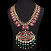 Jadau Kundan Real Kemp Nakshi Mango Necklace