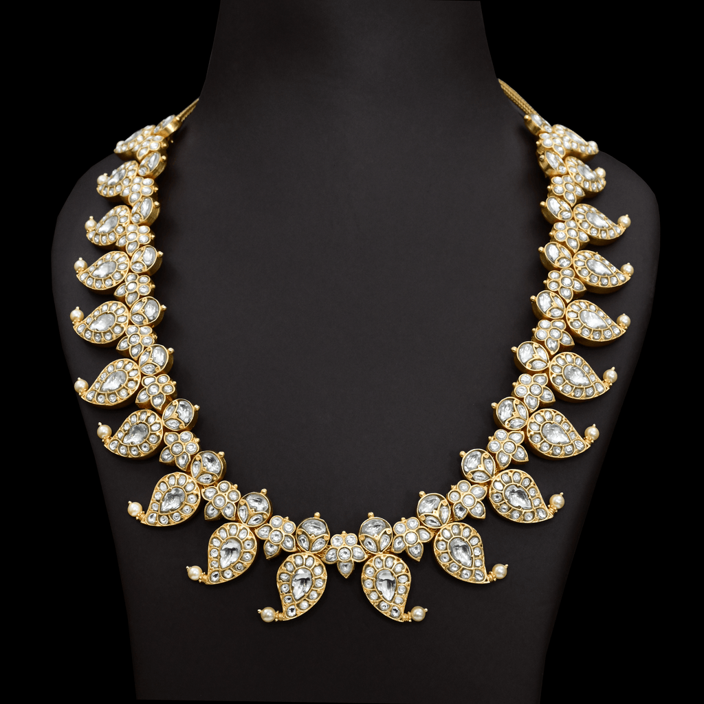 Jadau Kundan Real Kemp Mango Necklace Set