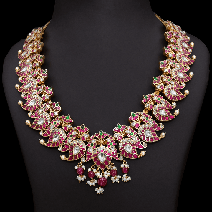 Jadau Kundan Real Kemp Mango Necklace Set