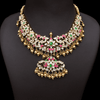 Jadau Kundan Real Kemp Nakshi Necklace