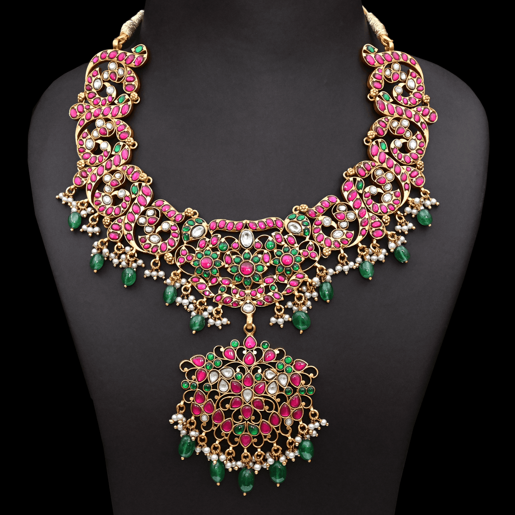 Jadau Kundan Real Kemp Necklace