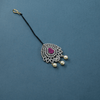 CZ Gold Finish Threaded Ruby Maang Tikka