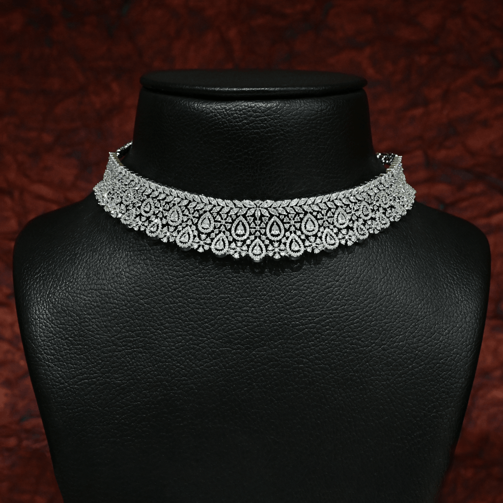 CZ White Rhodium Choker