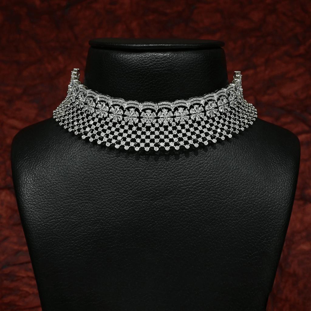 CZ White Rhodium Choker