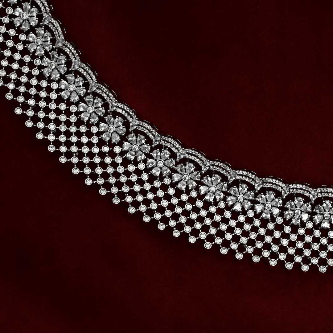 CZ White Rhodium Choker