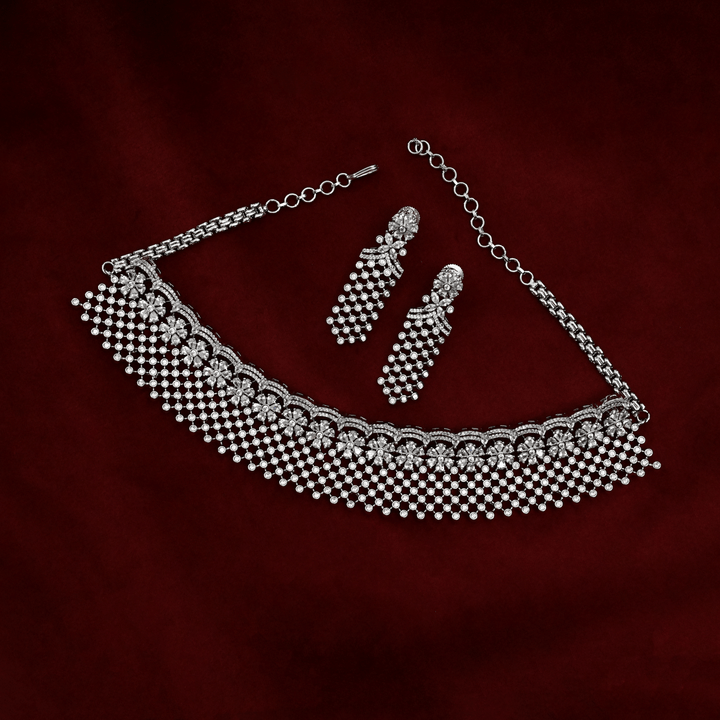 CZ White Rhodium Choker