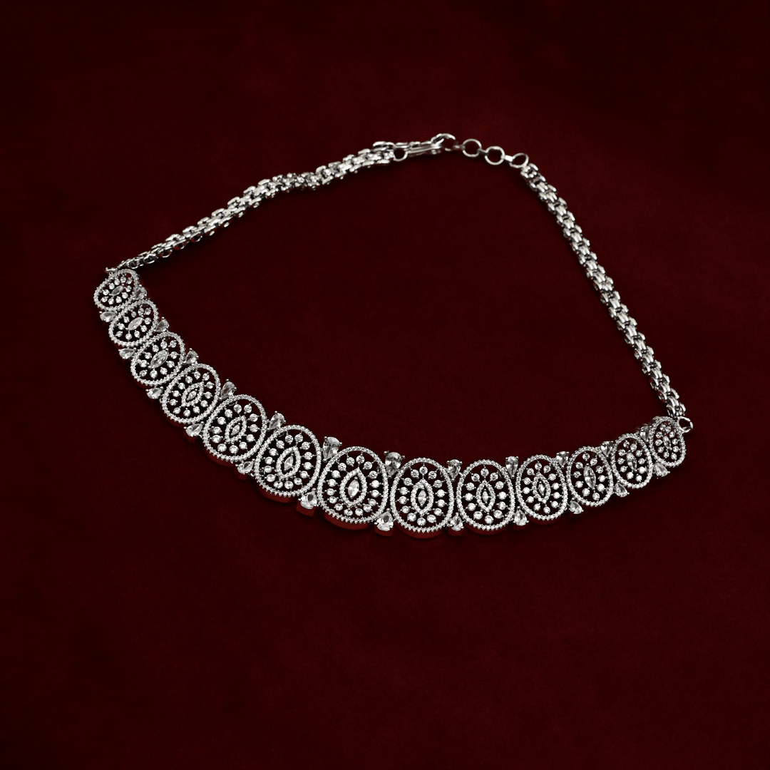 CZ White Rhodium Choker