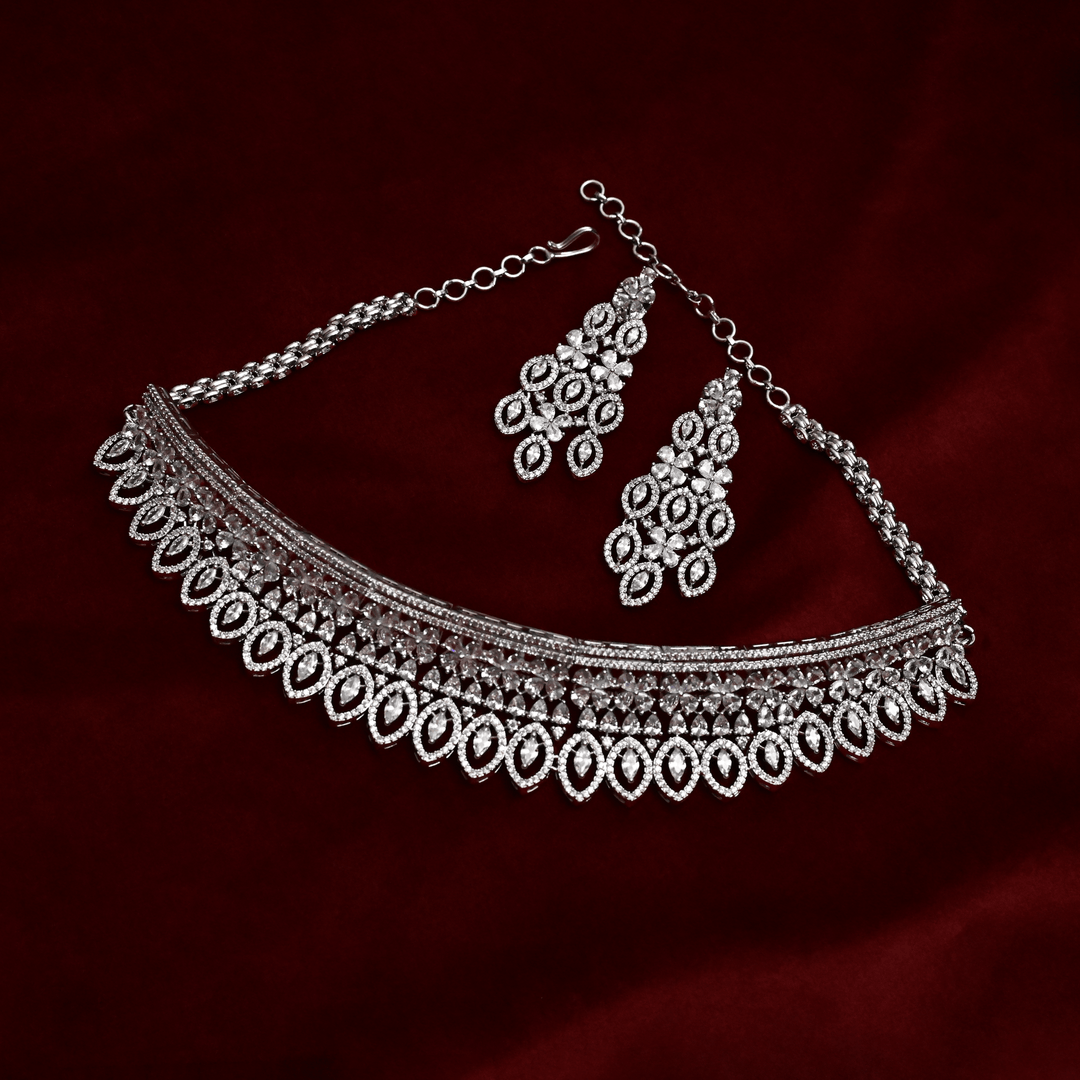 CZ White Rhodium Choker