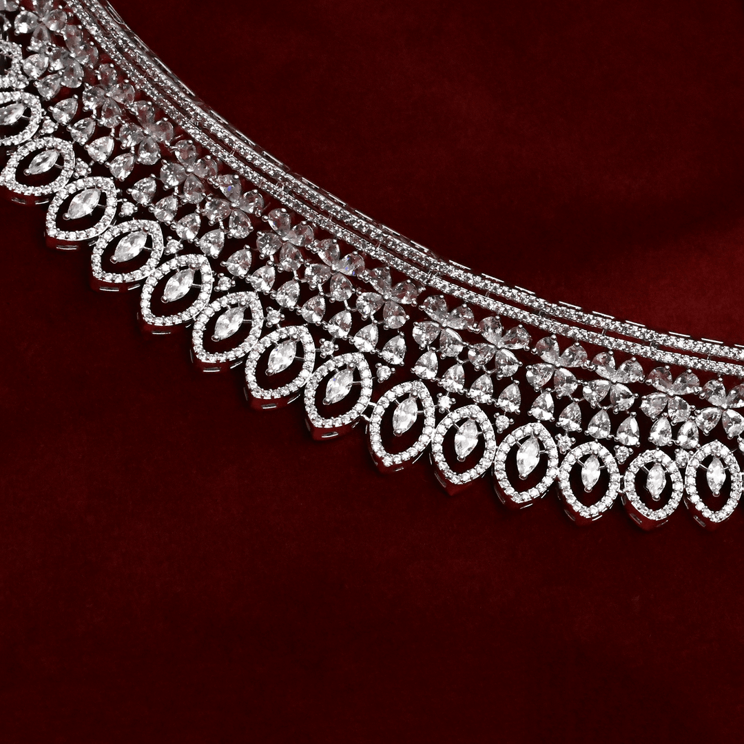 CZ White Rhodium Choker