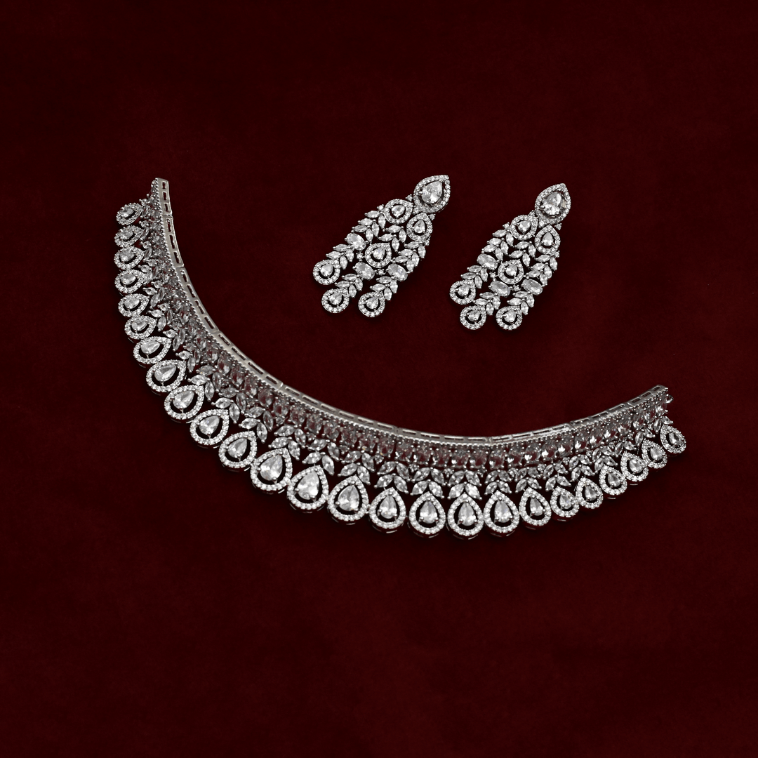 CZ White Rhodium Choker