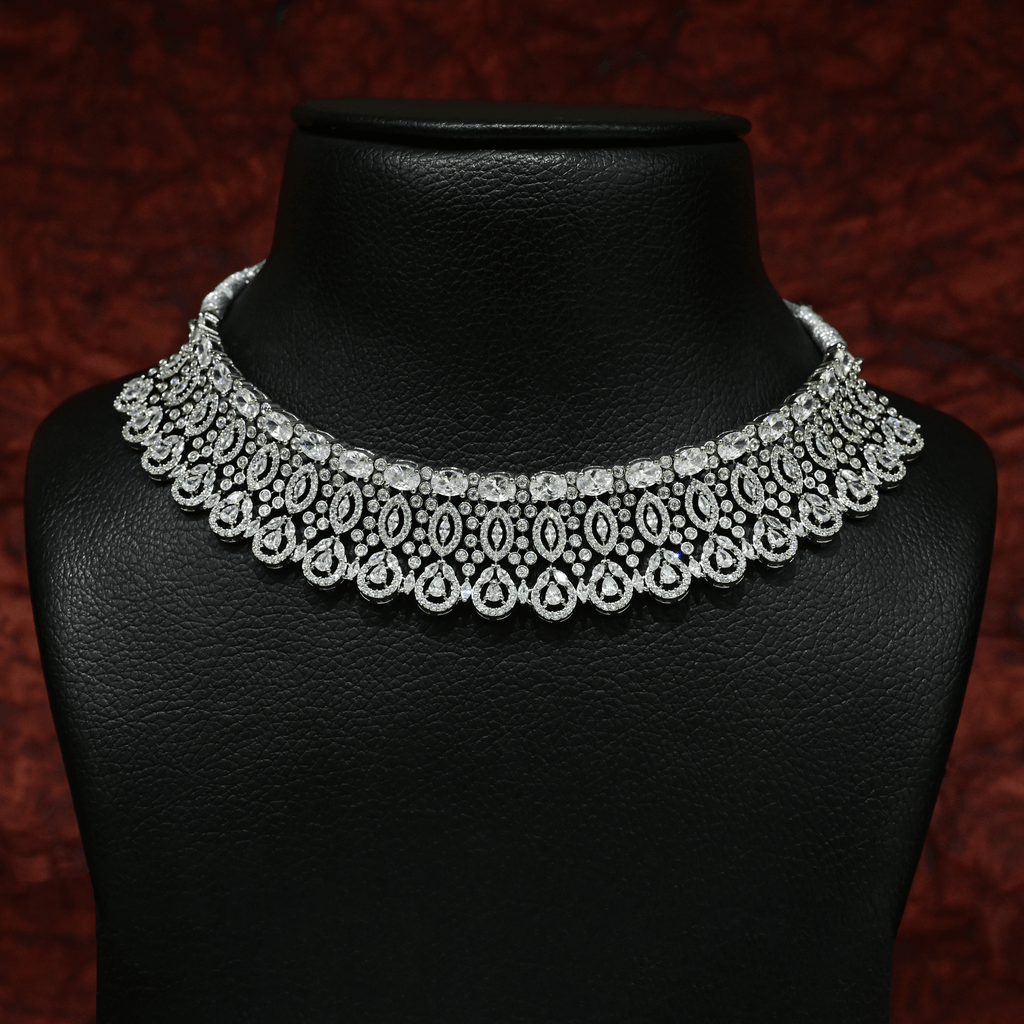 CZ White Rhodium Choker