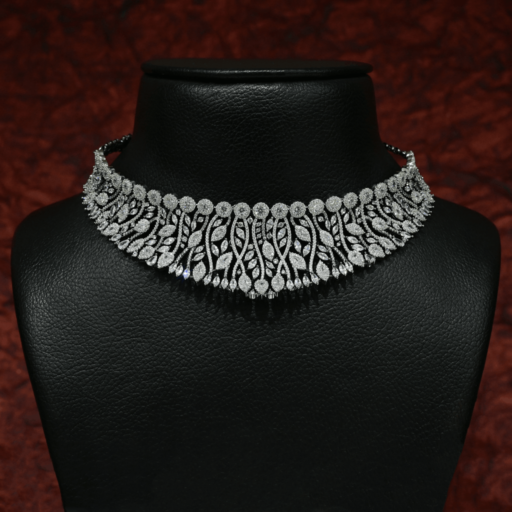 CZ White Rhodium Choker