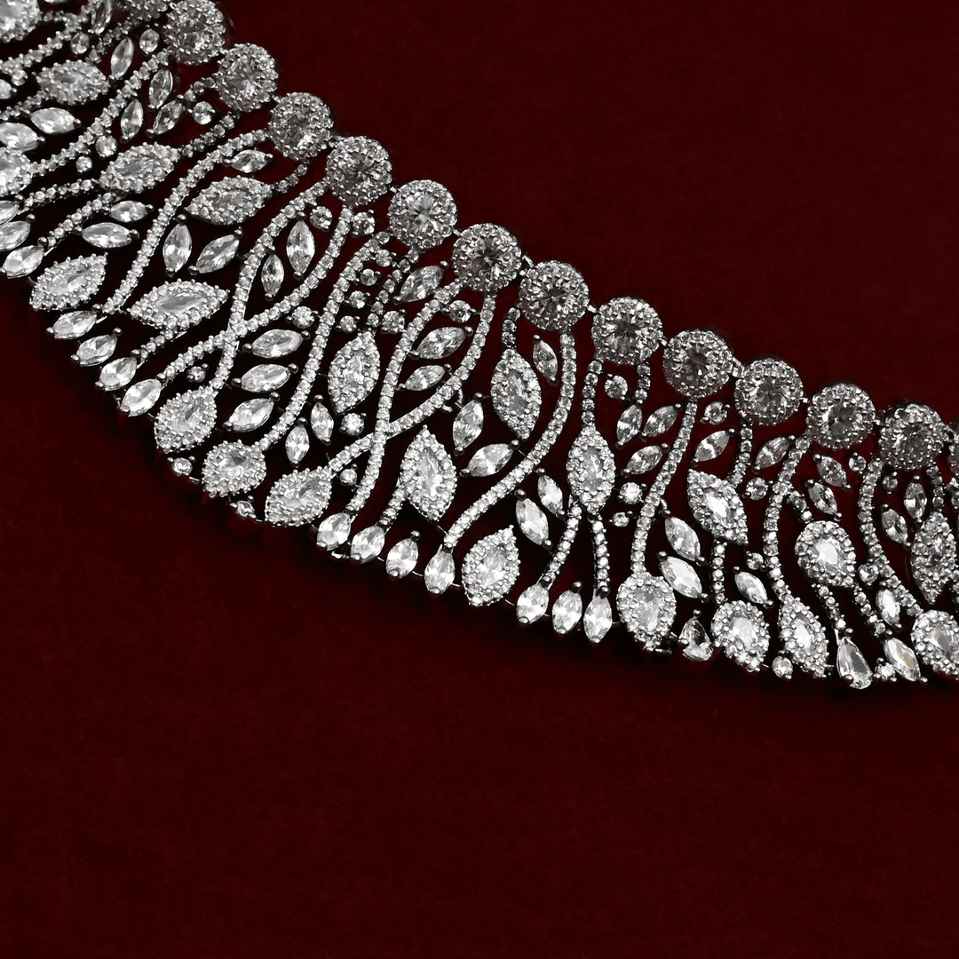 CZ White Rhodium Choker