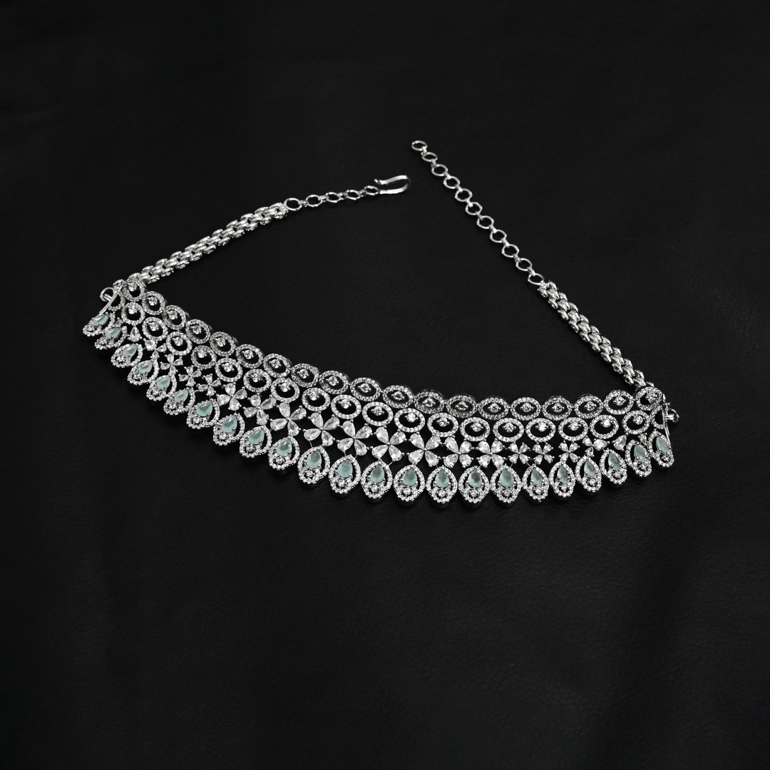 CZ White Rhodium Choker