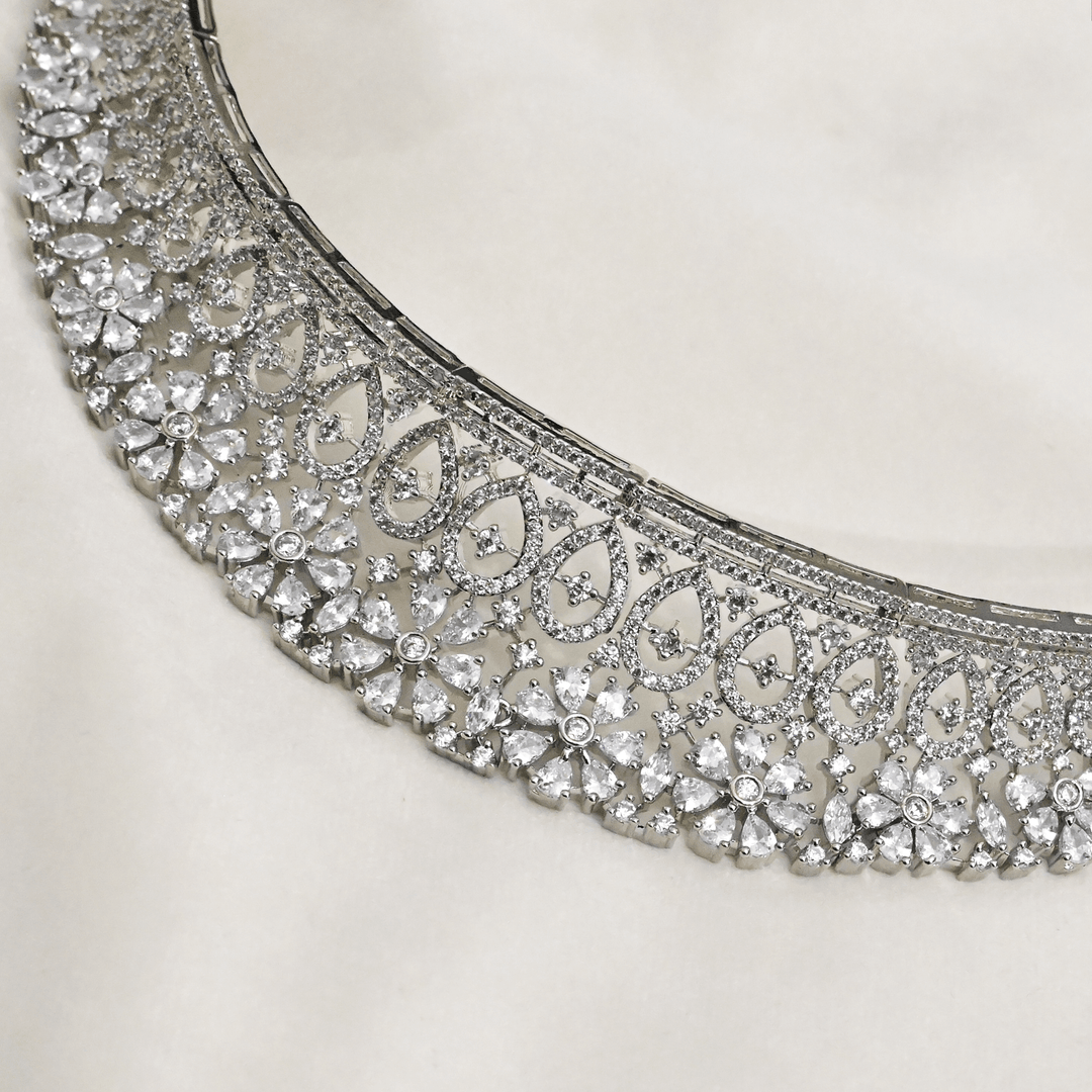 CZ White Rhodium Choker