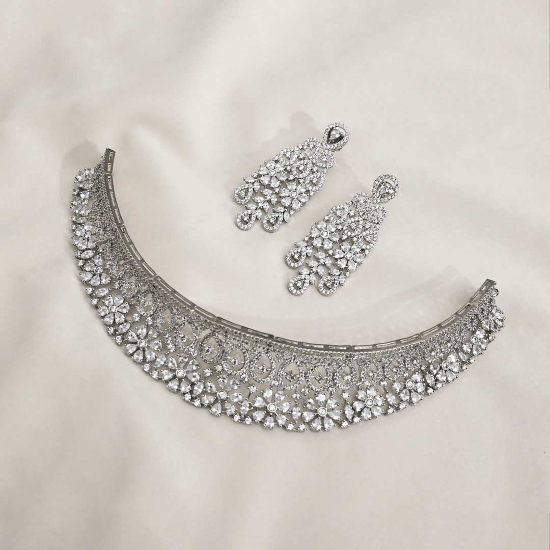 CZ White Rhodium Choker