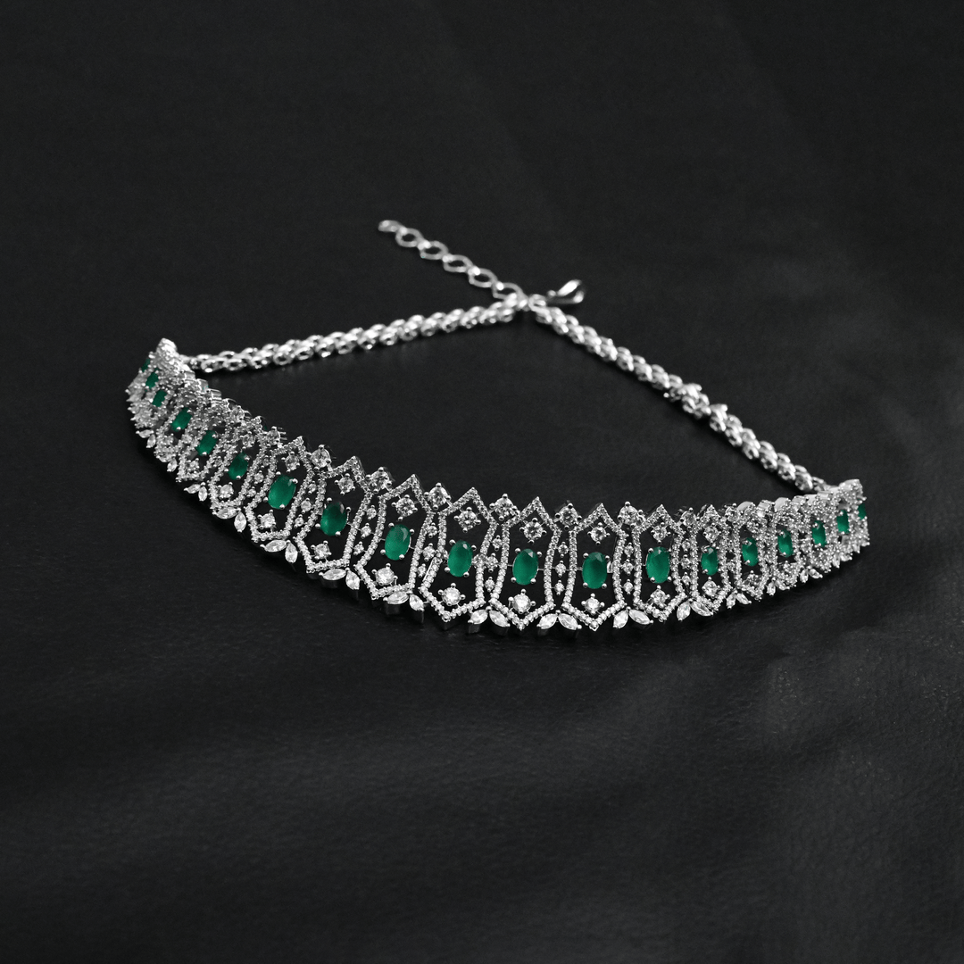 CZ White Rhodium Choker