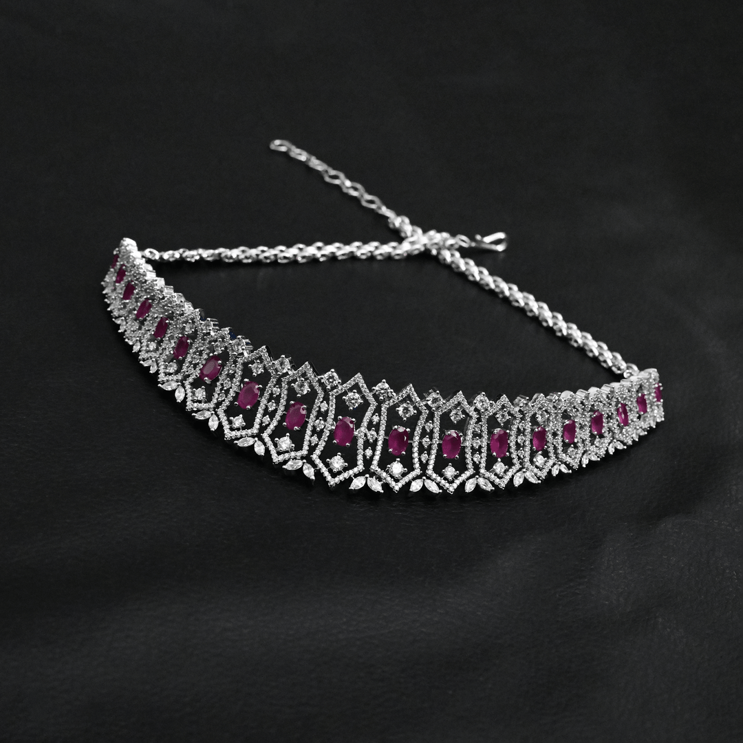 CZ White Rhodium Choker