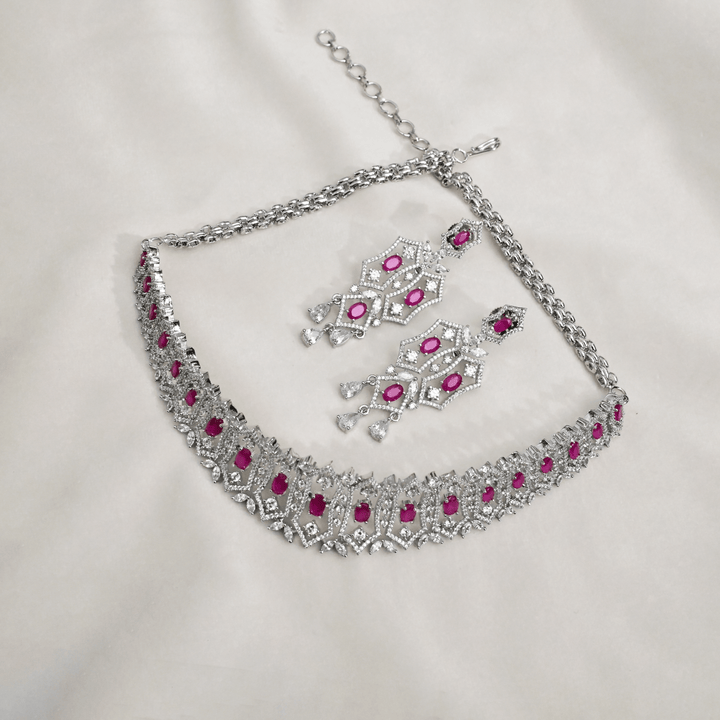 CZ White Rhodium Choker