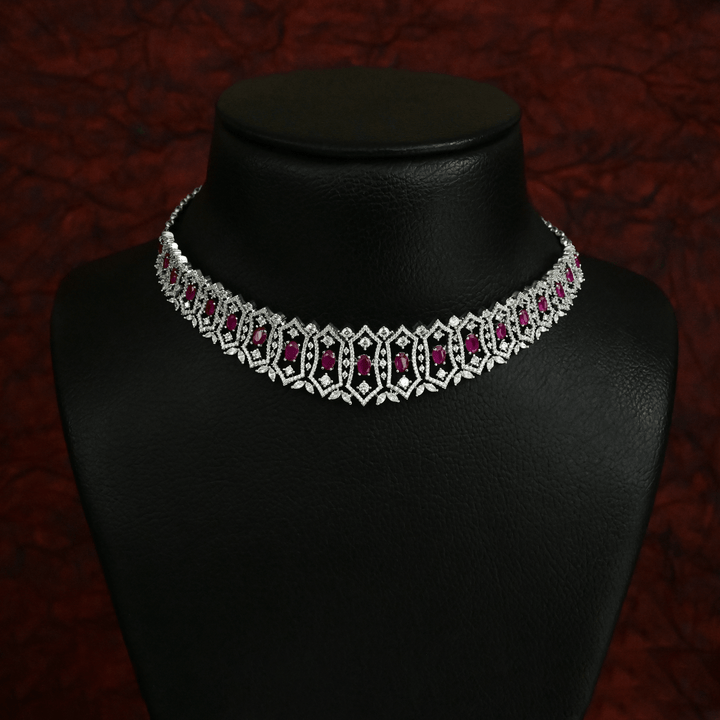 CZ White Rhodium Choker