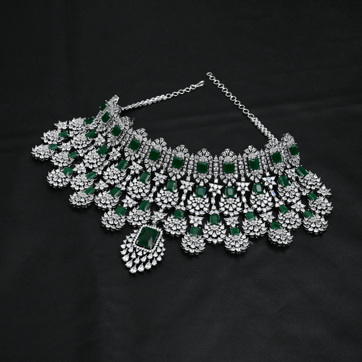 CZ White Rhodium Heavy Choker